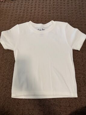 Hippie Rose White Ribbed Short Sleeve Tee